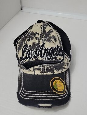 Freestyle Black & Cream Palm Print Baseball Cap